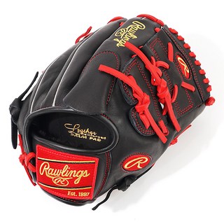 RAWLINGS 心之皮革 特別訂製 右投用 手套, 1個, 黑色+猩紅色