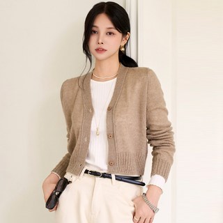 Pippin 女性半短版V領羊毛混紡開襟衫 #22625