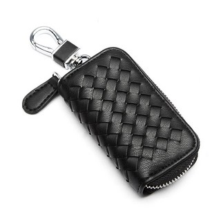 Cartem 編織皮革智能鑰匙包, 黑色, 單品