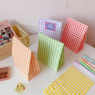 ABM 格紋方底紙質禮物袋 50入, 顏色隨機, 50個