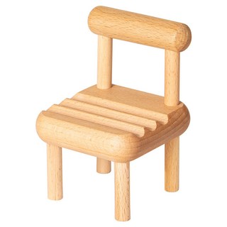 HOHOO 桌上型支架原木迷你椅子手機支架, 單一顏色, 1個