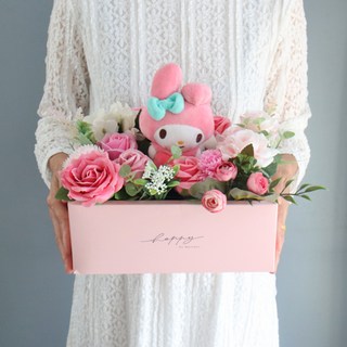 모리앤 마이멜로디 인형 꽃길 박스 선물상자 + 쇼핑백, 핑크, 1개