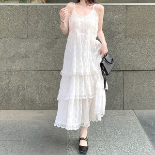 ViVEMO Lanello蕾絲襯裙長版連身裙 10603 含大尺碼, 白色