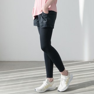 Dwiran 女款網紗二合一短褲緊身瑜珈褲