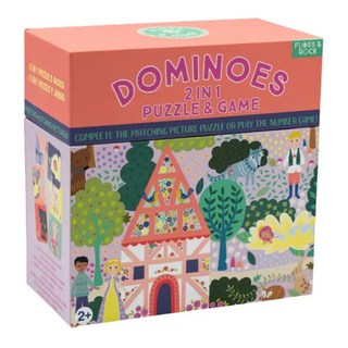 FLOSS&ROCK 2合1 多米諾骨牌拼圖套裝，圖片配對拼圖和數字遊戲, 童話世界, 28片, 1盒