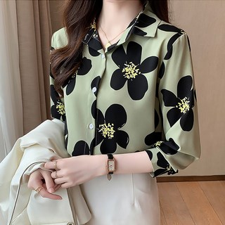 Queenis 女款翻領大花朵襯衫