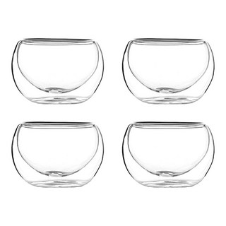 Mrs. Home 廚房精選 耐熱玻璃 雙層 茶道茶杯 80毫升, 4個, 透明