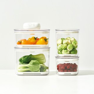 LocknLock 樂扣樂扣 Fresh Maestro 真空保鮮盒入門4件組 + 抽真空機組合, 1套, 正方形 550ml + 長方形 900ml + 正方形 950ml + 長方形 1.5L + 抽真空機
