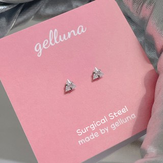 gelluna 女性用醫療鋼三角形三角方晶鋯石基本款耳飾耳釘外耳骨槓鈴球型耳環 4mm P-821
