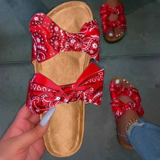 charis 여성용 페이즐리 리본 샌들 슬리퍼