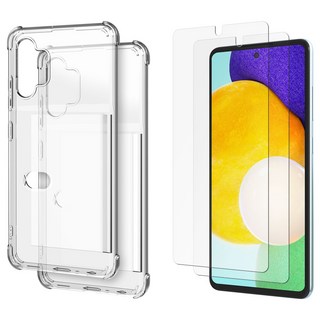 MOLAN CANO 滑蓋式透明卡片收納手機殼 2p + 防閃光螢幕鋼化玻璃 2p 套組, 1套