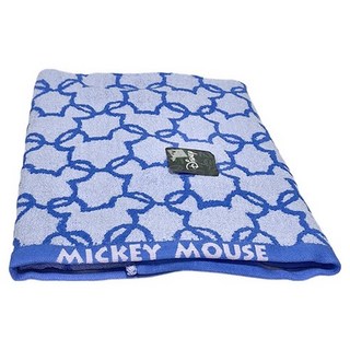 Disney 迪士尼 米奇花紋洗臉巾(藍) 28*51CM 60G, 藍, 1入