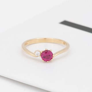 新秀石 女款 14K 簡約紅寶石戒指 + 購物袋