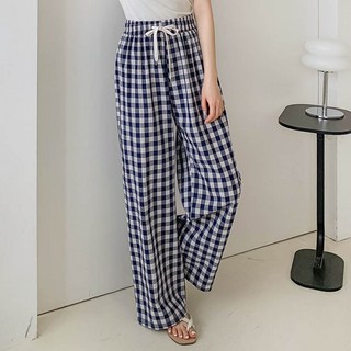 Borimam 大格紋孕婦鬆緊長褲 J905