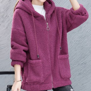 MarketA 女款泰迪熊口袋連帽拉鍊外套 O24FW3-A1299