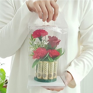 로이마스터 비누꽃 조화 미니케잌 용돈 박스, 레드, 1개