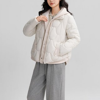 MarketA 女款連帽短版絎縫外套