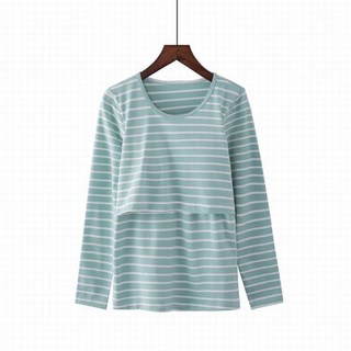 Allode條紋圓領哺乳長袖T恤