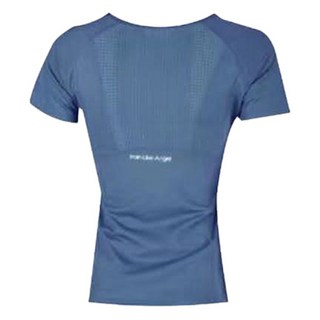 KR SKANGEL 透氣網紗拼接女修身運動上衣, S, 藏青色