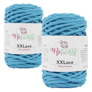 ReTwissT XXLace再生棉混紡編織繩線, 5018 綠松石, 65m, 2入