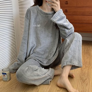 女性用 G&Y 柔軟直條紋睡衣上下套裝