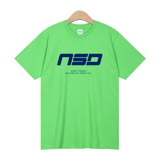 NSD 男女通用透氣17支棉Respect Typing大logo短袖T恤, 萊姆綠