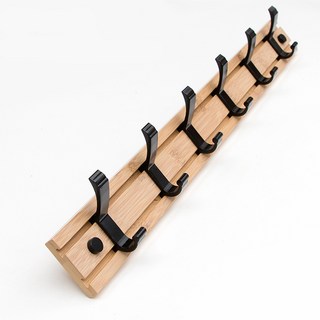 zozo 滑動式衣帽掛鉤 6鉤 BD84-2, 1個, 原木色