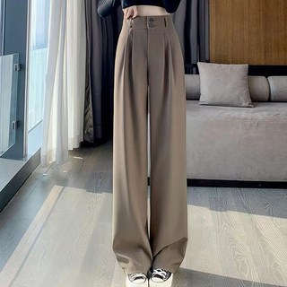 Elsso 女款春秋雙褶寬版西裝褲