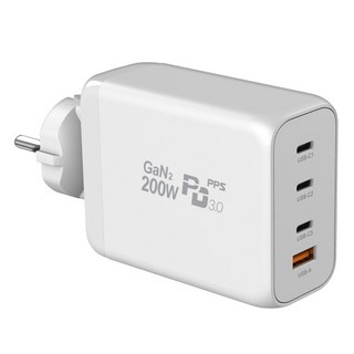 UM2 TYPE C/USB/PD/PPS插座式多功能快速充電器 200PD-GAN2 200W, 1個, 白色的