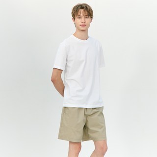 BASIC HOUSE 男女通用 20支棉 標準版型 短袖T恤 LATS0115, 白色