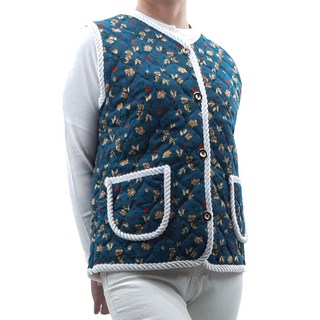 AONE FASHION 花朵口袋絎縫防寒醃泡菜背心