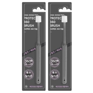 딩동펫 반려동물 프로텍트 360도 칫솔, 그레이, 2개