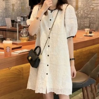 Paperments Blay 香氛袖蕾絲迷你連身裙 10671, 象牙白