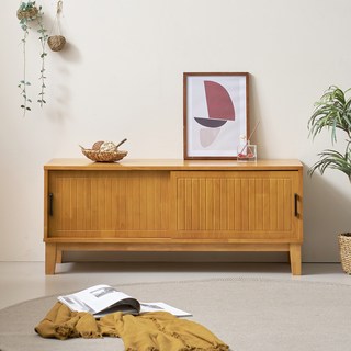 디자이너스룸 미르 1200 거실장 방문설치, 우드 + 블랙(손잡이)