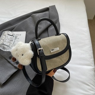 Elsso 雲朵鑰匙圈簡約日常斜背肩背包, 黑色