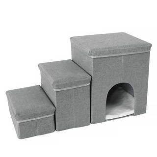 寵物夢工廠 三層收納樓梯窩, 1個, 灰色