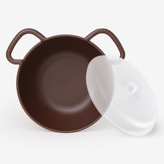 NIneware 動物小狗麥片碗 + 蓋子組, 棕色, 1套