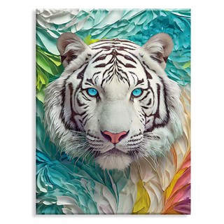 엔픽아트 캔버스형 보석십자수 40 x 50 cm, MK175 동물 푸른 눈 백호, 1개