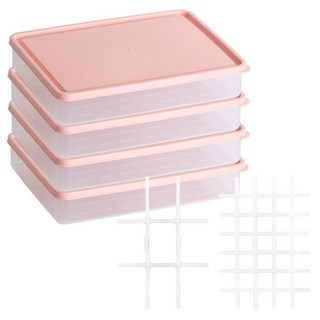 BETREE 第二季 柔軟可彎曲的冷凍收納容器套組 粉色, 1組, 1.5L容器4p+9個小隔間+35個小隔間