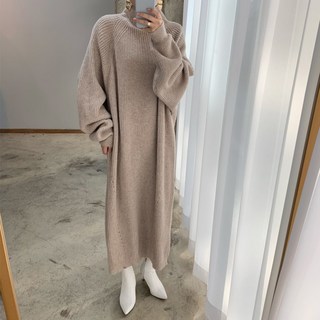 Paperments Mellow 寬鬆長版針織Oversize連身裙 11897, 米色