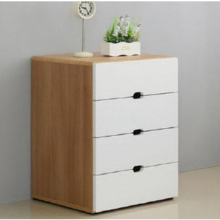 JD FURNITURE Romi 四層床頭櫃/抽屜櫃, 相思木色 + 白色, 1層