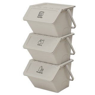 Nature Living Modern Daily 分類回收箱 三件組, 米色, 35 x 22 x 28cm