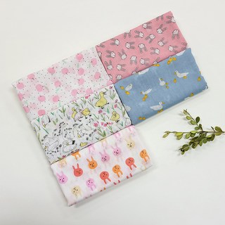 marienne Marienne 可愛卡通紗布手帕絲巾 5件組