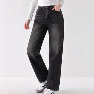 Lalaon 女款 短版/中長版/長版 後鬆緊帶 無彈力 寬版牛仔褲 25TSP3431