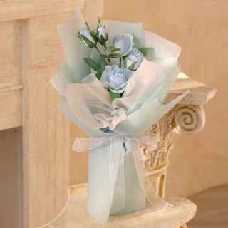 ScentBasket 感性風格人造絲花傑拉玫瑰迷你花束, 天藍色, 1個