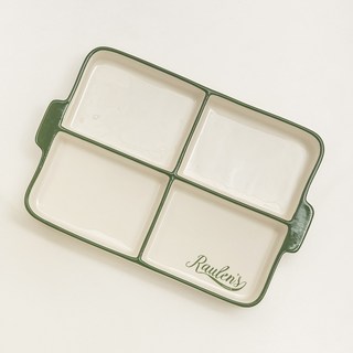 메종오브제 로렌스 런던 핸들 사각 4절 나눔접시, 그린, 1개