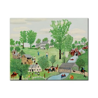 Rexdeco名畫摩西無框畫布桌上掛畫 春天