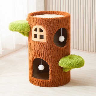 레드퍼피 고양이 정글 로그카빈 하우스 중형, 혼합색상, 1개