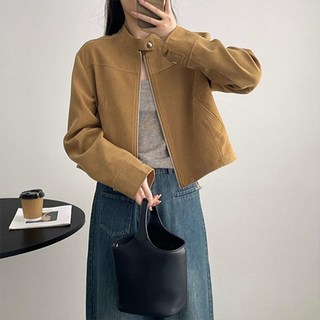 女款時尚流線柔軟觸感麂皮訂製夾克