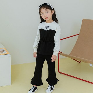 Lala Amang 女童款素色荷葉邊喇叭褲